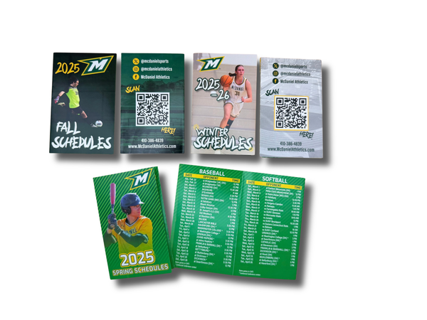 Pocket schedules for the fall, winter and spring sports for collegiate sports. 
